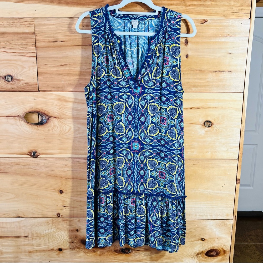 LOFT Beach Blue Colorful Swim Coverup XL Dress Summer Coastal Pool Fun